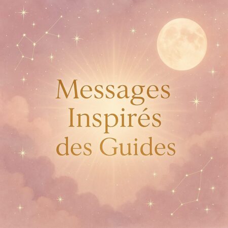 "Messages Inspirés des Guides sur fond céleste doux, image de page Guidance du Ciel – Karen Guille"
